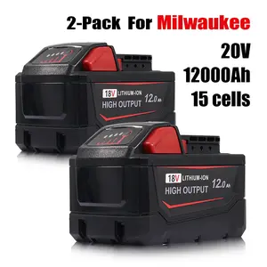 2-Pack 18V 12.0Ah Battery Compatible with Milwaukee M18, Fits 48-11-1890 48-11-1850 Cordless Power Tools,High-capacity battery. lithium ion
