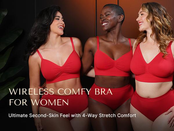 Shapellx Bare Essentials Skin Flow Smooth Unlined Wireless Bra – 3-Pack Bundle