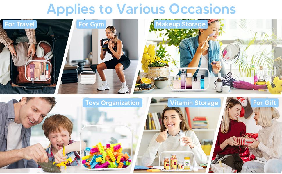 6 Pack Clear Hard Shell Zipper Cases, Dustproof PVC Storage Box, Waterproof Toiletry Organizer, Travel Makeup Organizer, Transparent Storage Cases Storage Organizer Set for Bead & Small Objects, Portable Travel Organizer Containers, Valentine's Day Gifts