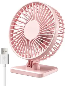 USB Desk Fan, Small But Powerful, Personal Portable Quiet 3 Speeds, Adjustable Mini Table Desktop fan for Cooling Home Office Car Summer Travel Gifts Pink
