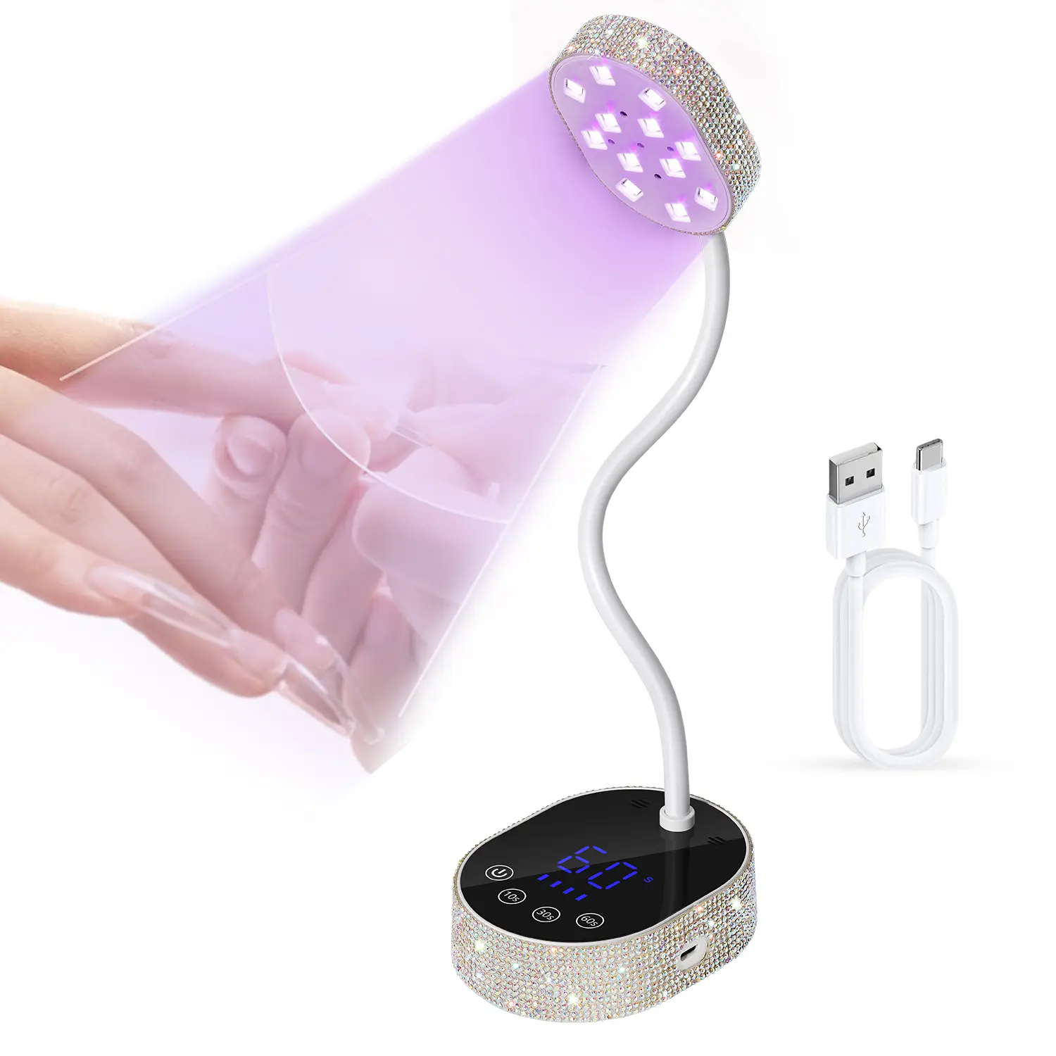 Professional Compact UV Gel Nail Lamp - 12 Light Beads, 3 Timer Settings, LCD Display, Smart Sensor, Fast Curing Nail Care Tool for Home & Salon Manicure, Diy Manicures, Uv Led Nail Lamp