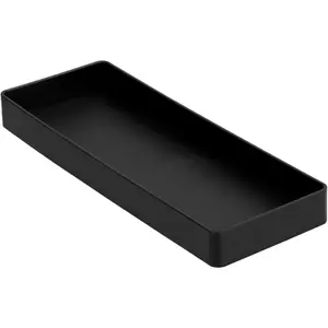 Rectangular Plastic Desk Organizer, Half Accessory Tray for Office Supplies and Workspace Organization, 9.4" x 3.3" x 1", Black