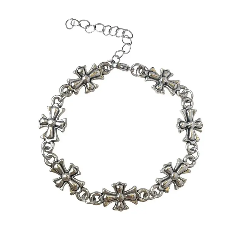 Cross Link Chain Bracelet for Men Women Streetwear Hip Hop Punk Unisex Style