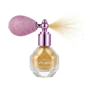 Highlighter Powder Spray, Gold/ Purple Shimmering Powder High Gloss for Face Body & Hair, Long-lasting Glitter Face Body Hair Highlighter Spray for Women Halloween Party or Daily Wear
