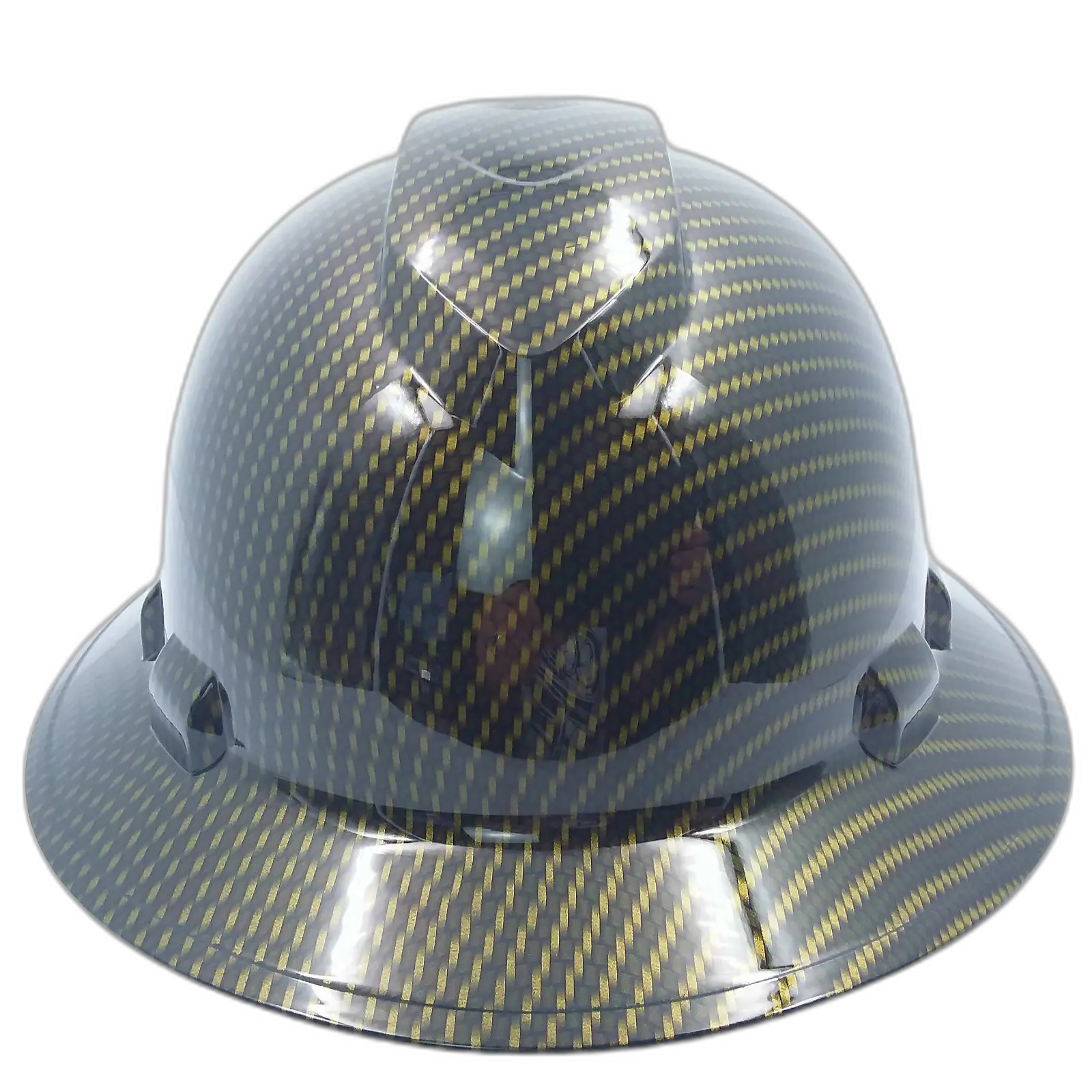 Gold Bronze Carbon Fiber - Custom Hydro Dipped Full Brim Hard Hat