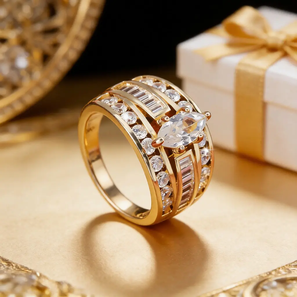 The 1PC new horse eye shaped imitation diamond ring adopts a luxurious retro style design, with multiple dazzling imitation diamond details embedded. Suitable for women to wear on important occasions such as weddings and banquets.