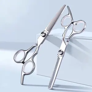 Hair Cutting Scissors Kit High-Quality Stainless Steel Thinning Shears Offset Handle Adjustable Tension Shock Absorber Removable Finger Inserts for Home Outdoor Adventures