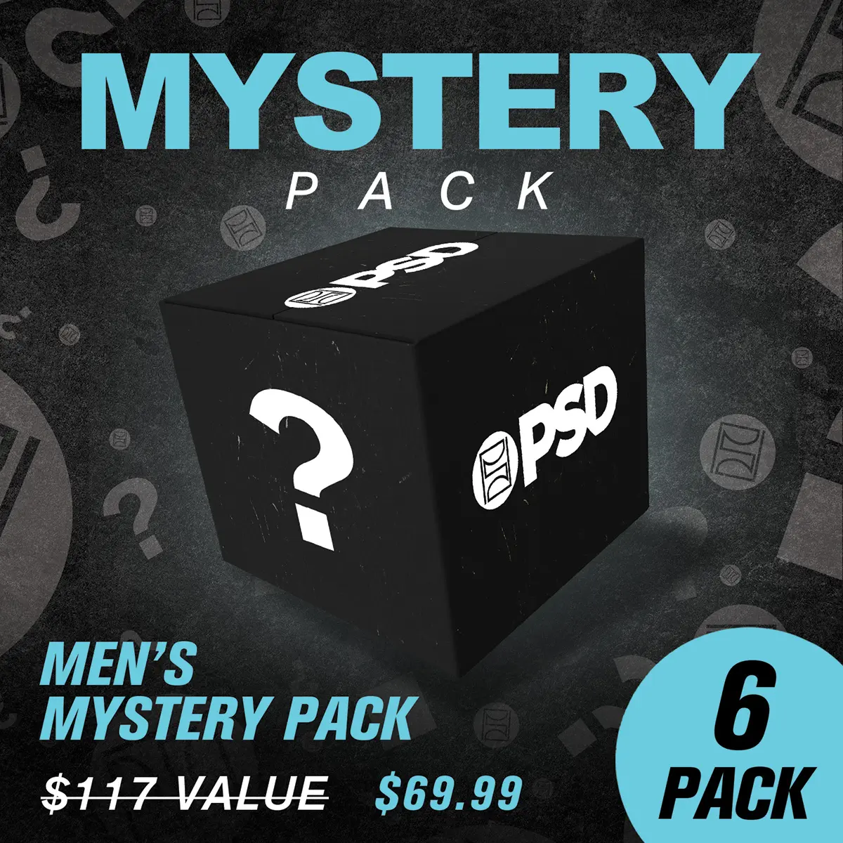PSD Mens Mystery Boxer Brief 6-Pack - Standard Length 7 Inch Inseam, Soft, Stretchy, and Breathable Poly Blend Fabric