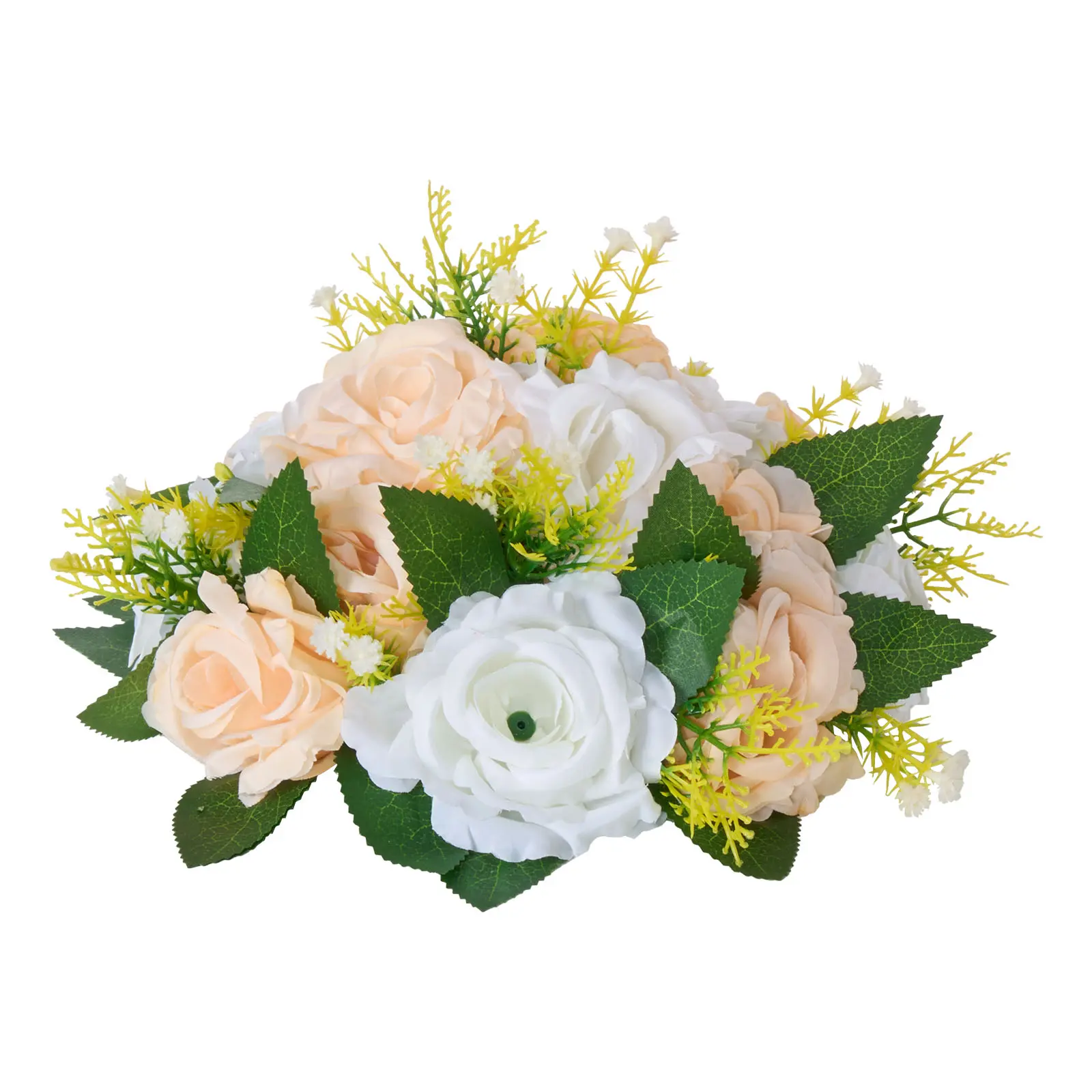 VEVOR Flower Ball Arrangement Bouquet 10 PCS, 9.5-Inch Diameter Artificial Flower Balls Wedding Table Centerpieces, Rose Arrangements for Wedding Centerpiece Home Decoration, Champagne & White Roses