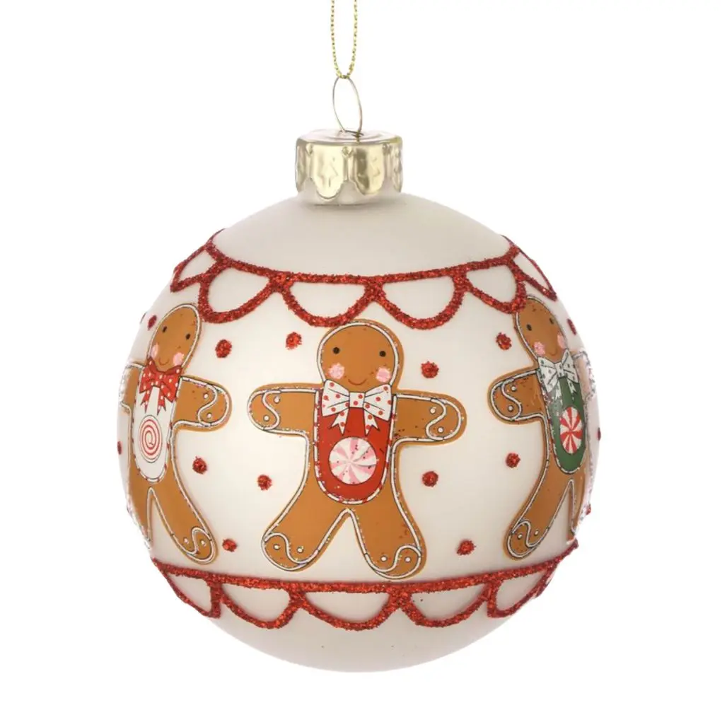 Gingerbread Red/White Ball Ornament