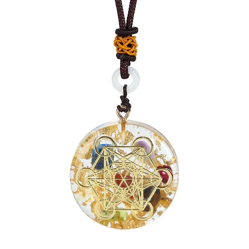 Natural Amethyst Orgonite Metatron 7 Chakra Energy Necklace Protection Pendant Cube Pendant Necklace Simple Jewelry for Men and Women's Gift Balances Healing gifts for women Genuine Stones mothers day gift ideas