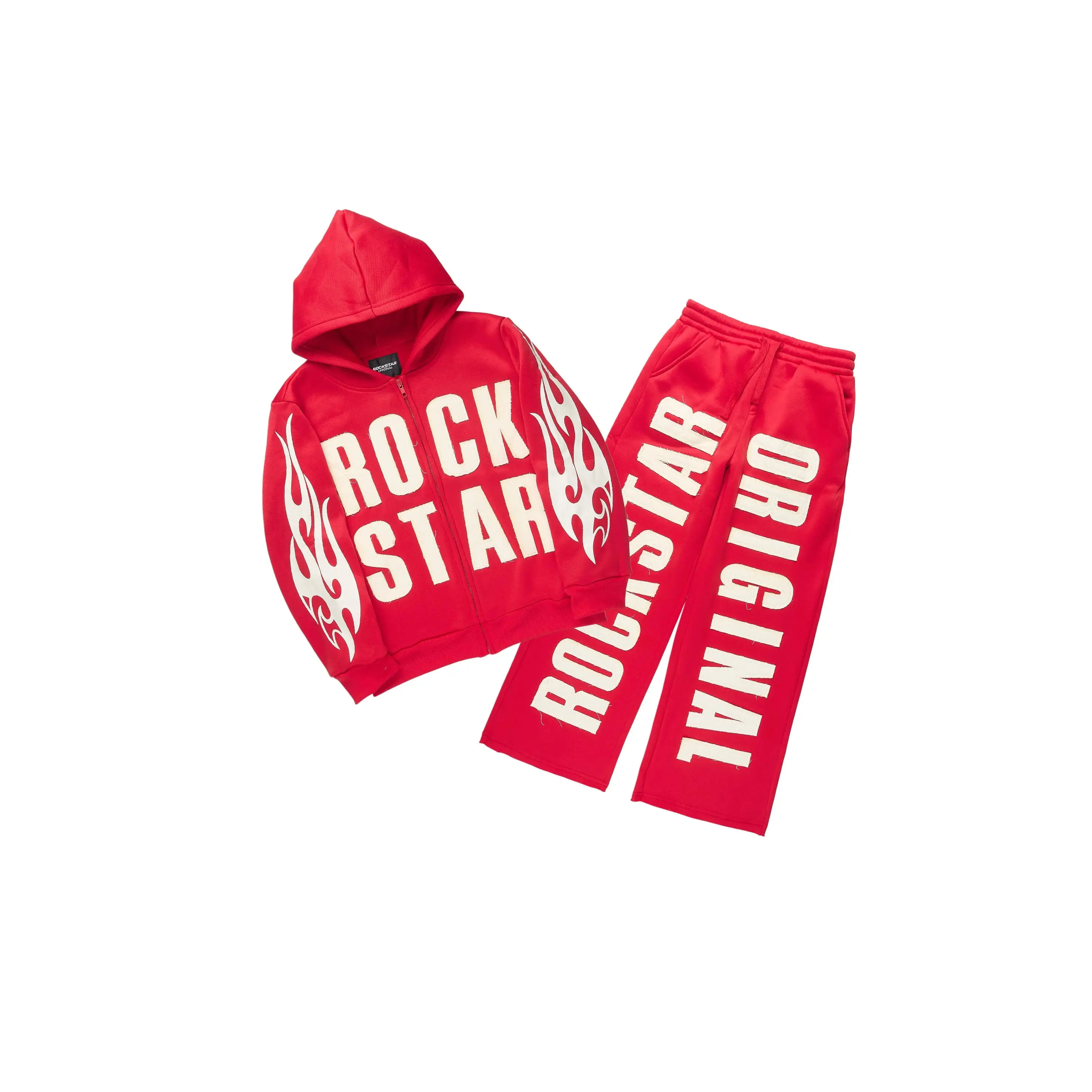 Boys Ashiro Red/White Zip Up/Wide Leg Track Set