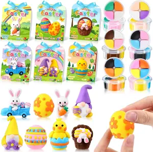 Easter Craft Kit for Kids & Adults – 6‑Pack DIY Air Dry Clay Set with Bunnies, Eggs & Accessories – Easter Arts & Crafts Supplies for Easter Party Favors, Home Projects & Gifts