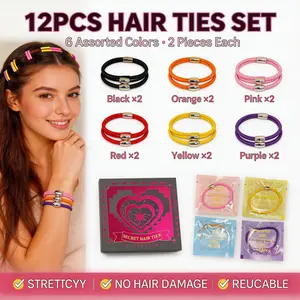 12 Counts Gift Box Suitable for thick hair, unisex High elasticity & high reusability Hygienic isolation hair ties, novelty & quirky hair ties, ideal for gifting Perfect for commuting, portable travel, parties, gift-giving and other occasions