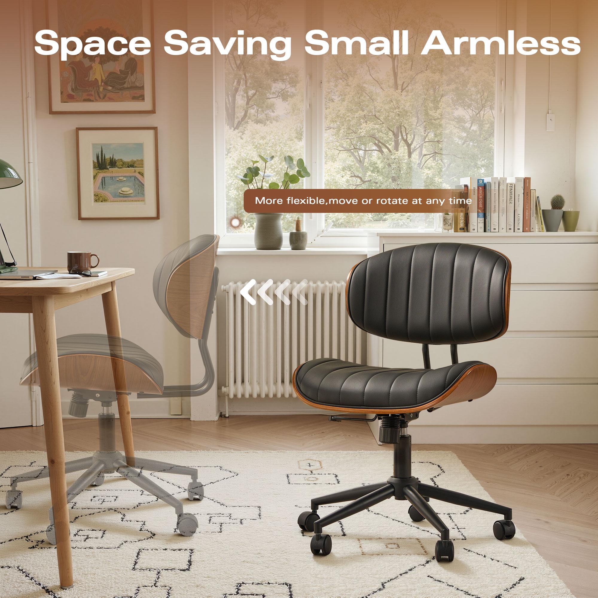 【Stock Up Sale】Ovios Home Office Chair Mid-Century Modern Faux Suede Leather Chairs, Comfy Deep Seat Adjustable Height Rolling Swivel Executive Computer Task Armchair