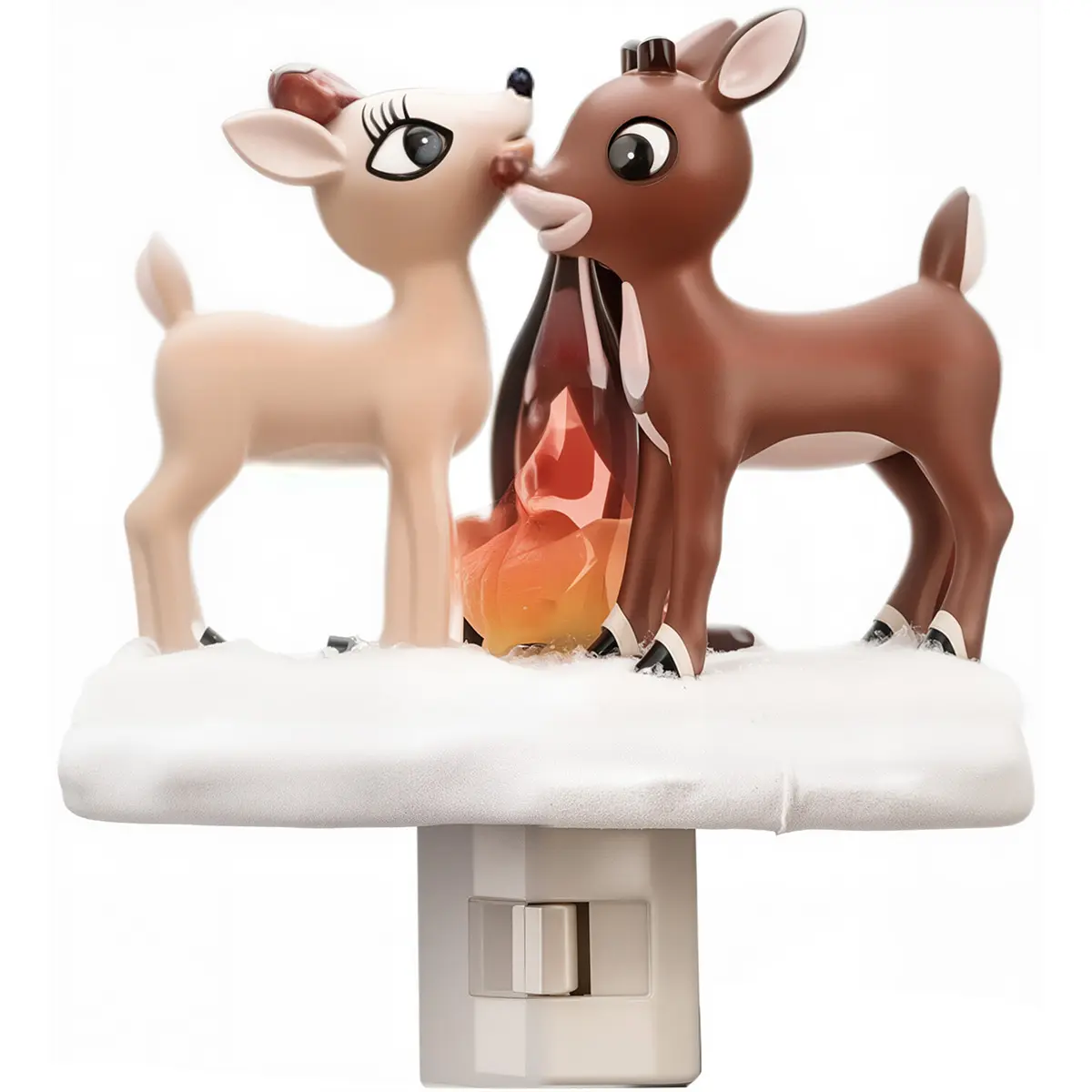 2026 3D Elk Campfire Flickering Christmas Night Light - 120V US Plug AC Power Supply, Compact Portable, Warm Aesthetic Decorative Lights, Ideal Sweet Christmas Gift Idea for Friends & Family, Indoor Festive Lighting