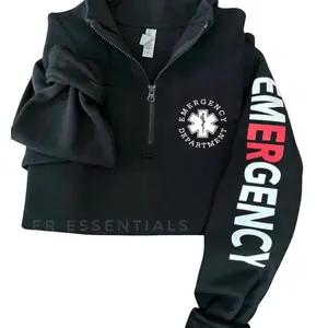 Emergency Department (circular image) Quarter Zip Sweatshirt- Two Toned Emergency Sleeve