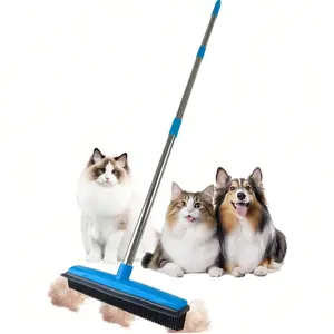 Multifunctional Pet Hair Remover Broom | Rubber Carpet Rake & Silicone Floor Sweeper for Dog & Cat Hair | Telescoping Handle | For Tiles, Wooden Floors, Carpets | Home Cleaning Must-Have