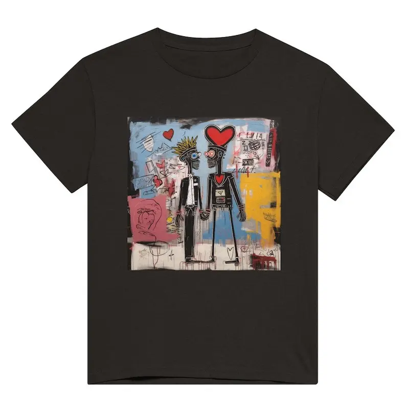 Jean-Michel Basquiat, saint valentines, love couple - Heavyweight Unisex Crewneck T-shirt