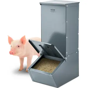 【Summervibes】VEVOR Hog Feeder,  2.2 Bushel Capacity, Single Door Pig Feeder, Heavy Duty Steel Piglets Feeder, Multipurpose Trough Creep Feeder, Outdoor Livestock Feeder Farm Accessory for Feeding up to 5 Hogs