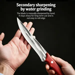 Hammer pattern bone cutting knife 6.3-inch red color wooden handle full keel knife, essential for kitchen camping Cooking Meat Bone Cleaver Utensils