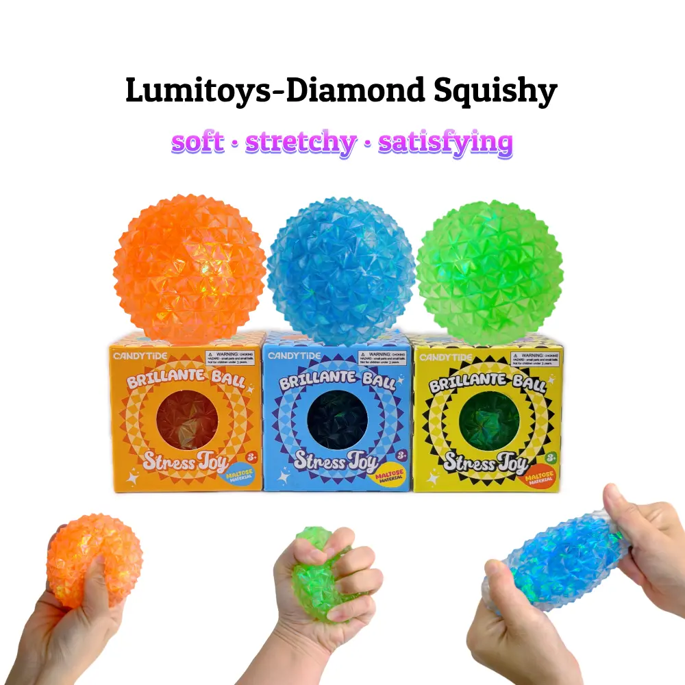 Diamond Decompression Squishy - Soft Sensory Squishies, Sensory Stress Balls, Squishy Fidget Ball, Stress Relieving Accessory for Anxiety & Focus (Calm Toy for Adults and Kids)