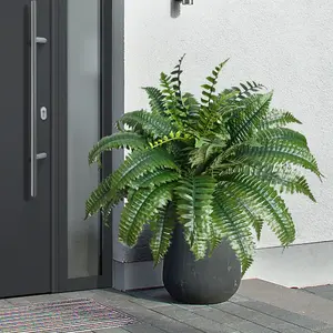 2 Pack Fake Artificial Ferns with Spike for Outdoors Look Real, 38 Branches Large Faux Boston Planter Realistic UV Resistant Hanging Artificial Fake Plants for Porch Patio