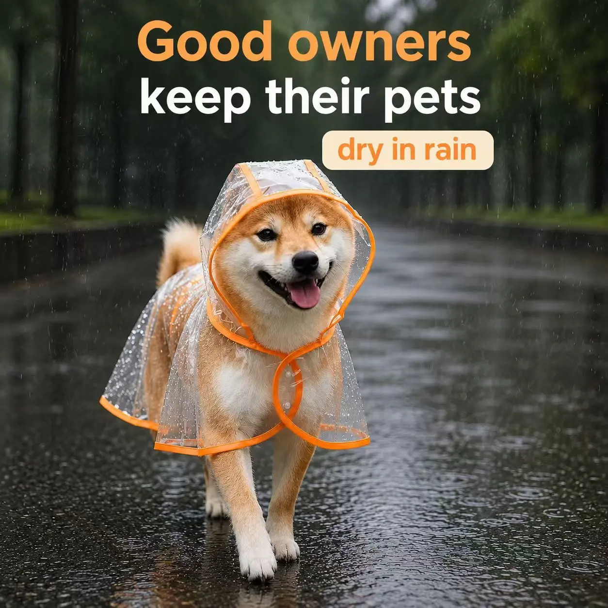 Transparent Universal Dog Raincoat - Waterproof, Windproof, Easy to Wear, Leash Hole, Unobstructed Vision, Adjustable Loose Belly Fit, No Defecation & Urination Restriction - For Small, Medium, Large, 2XL Dogs (Chihuahuas to Labradors)