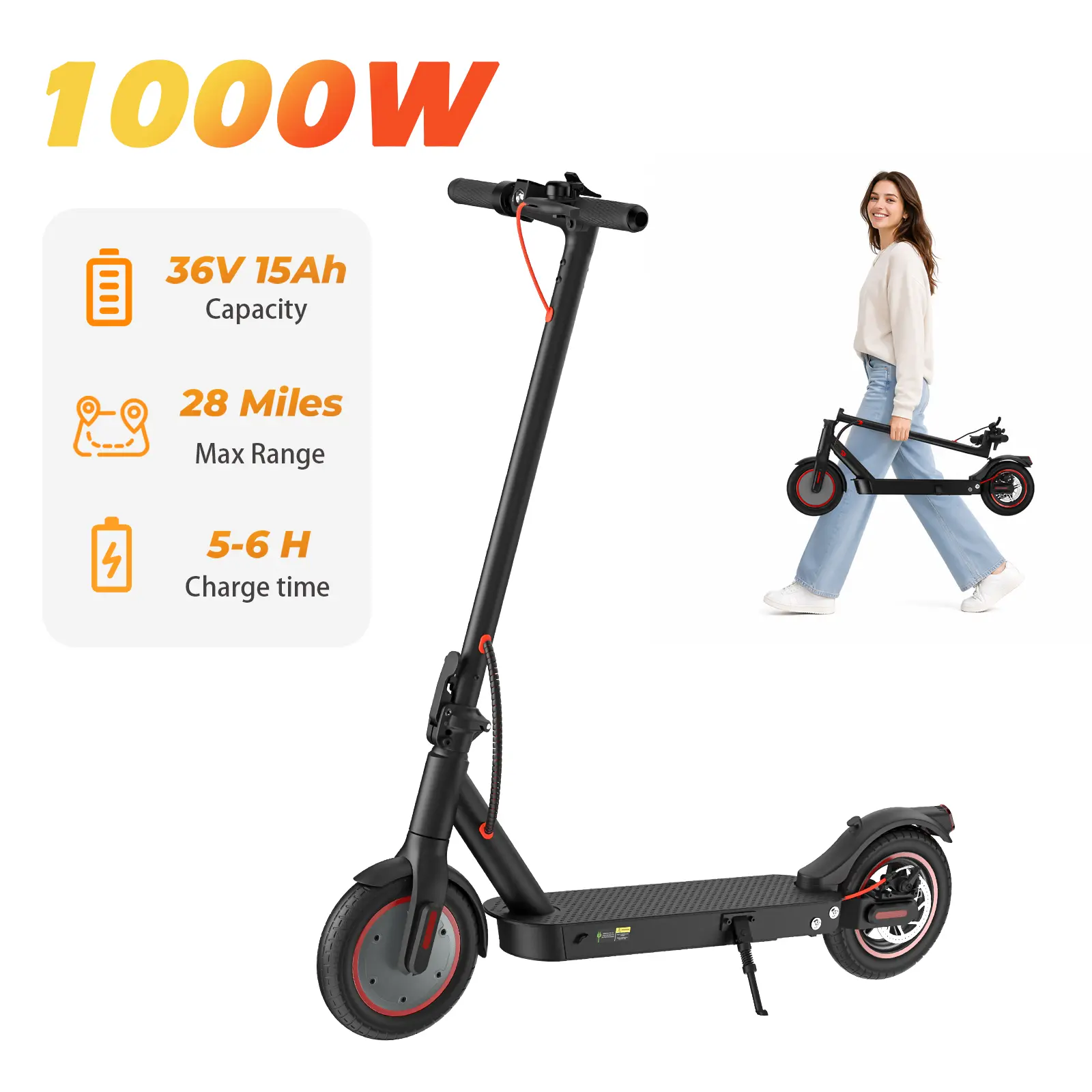 Unisex Electric Ride On Scooter - 1200W/1000W Motor, 6/12/18/28 MPH Top Speed, 10'' Tires, 28 Mi Range, APP Control, Portable Commuter/Commuting/Sport Scooters for Teens & Adults, Commuting Scooter