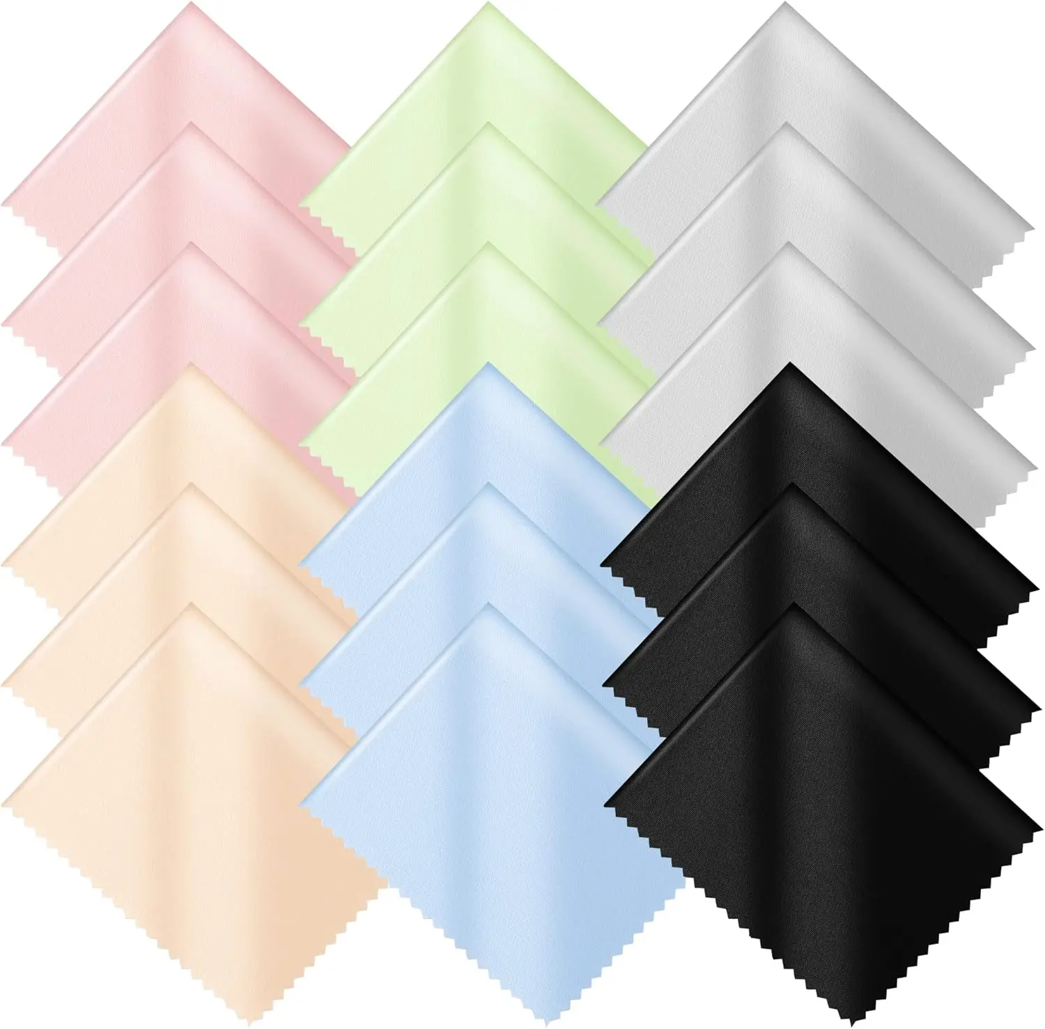 18-Pack Lint-Free Microfiber Cleaning Cloths (7"x6") Multicolor, with Individual Bags, for Eyeglasses, Smartphone Screens, Camera Lenses, Laptops & Electronics Accessories, Crystal