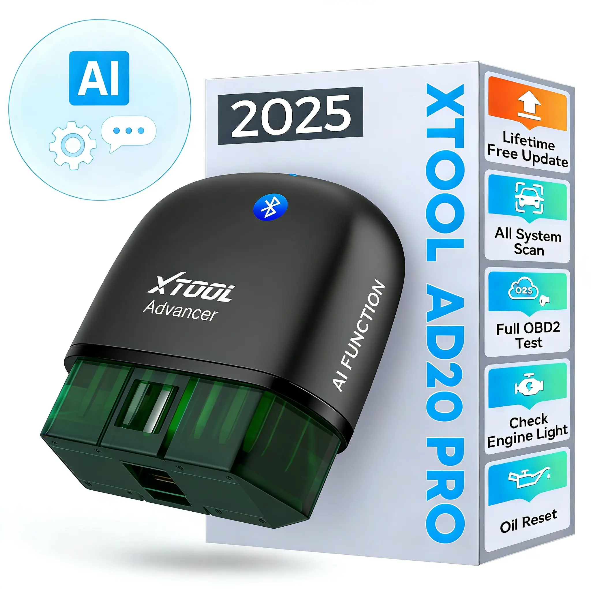 [Summervibes] XTOOL AD20 Pro Spring Smart OBD2 Scanner AI-Assisted Diagnosis for Check Engine Light & All Systems Oil/Battery Service Performance & Smog Ready Free Updates fathersdaygift