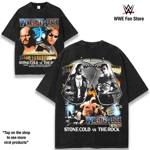 Retro Limited WWE TShirt, Stone Cold Austin Graphic Tee, WrestleMania Merch, Wrestler Unisex Oversized Heavy Washed Tee WWE Cotton Menswear 90s graphic tees