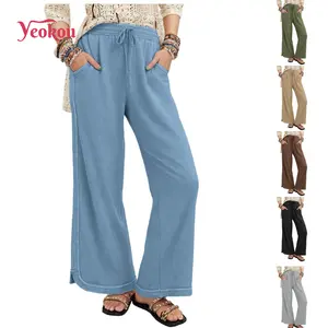 Yeokou Women's Casual Wide Leg Pants High Waist Drawstring Sweatpants Baggy Athletic Trousers with Pockets