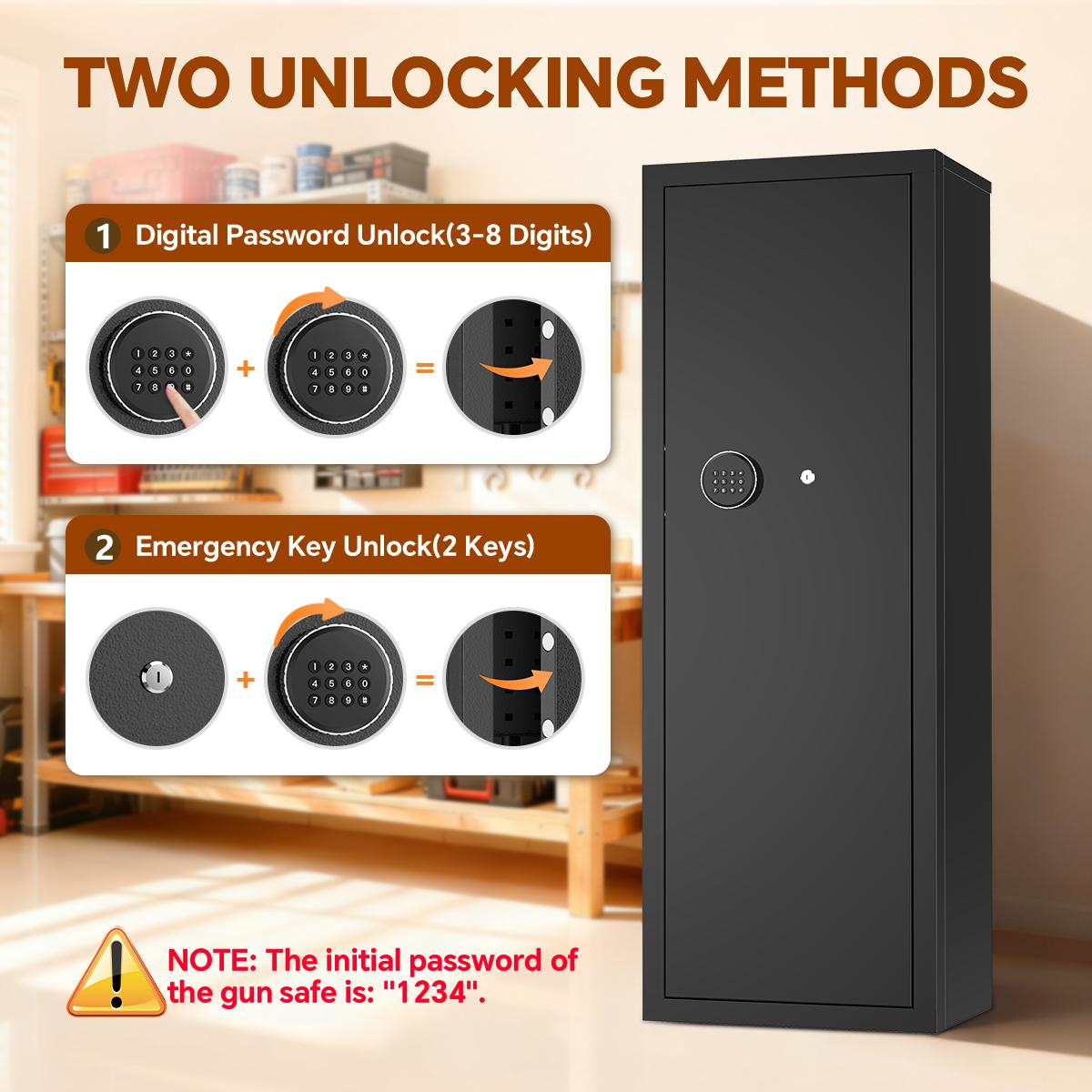 ACTIGER Gun Safe for Rifles and Shotguns - Large Capacity Pistol Storage Cabinet - Heavy Duty Steel Security Box for Home & Office - Quick Access Firearm Safe with Easy Assembly