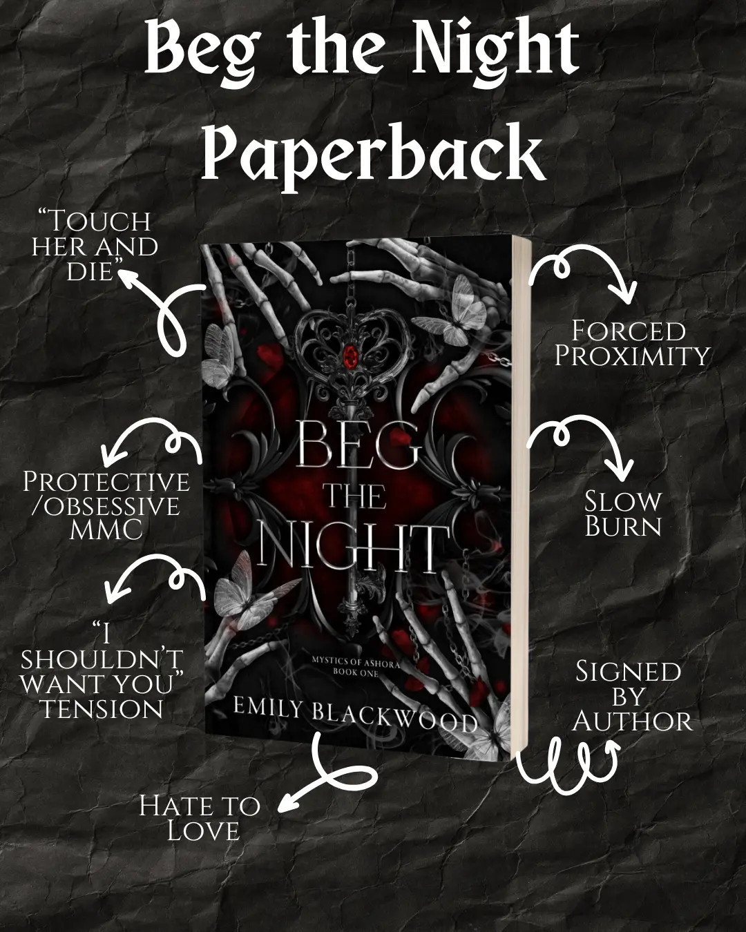 Signed Beg The Night Paperback with Art - Dark Romantasy - Mystics of Ashora Book 1
