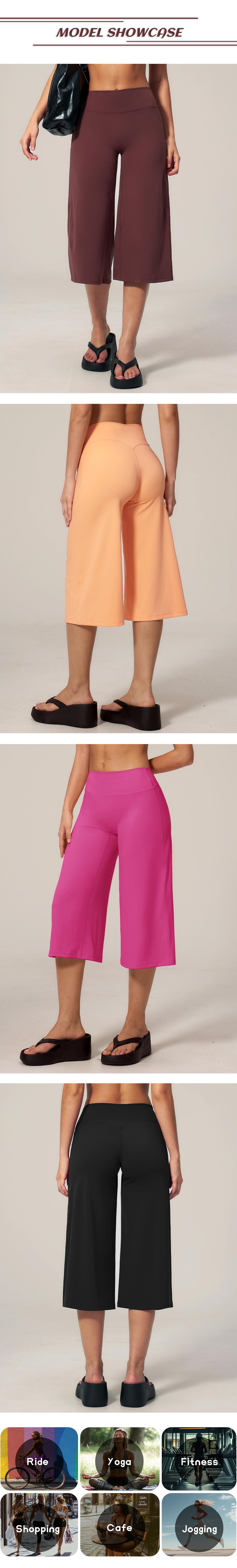 TIMEOFF Women's High Waist V‑Shaped Back Cropped Wide Leg Capris - Butt‑Lifting Sculpt Design, 4‑Way Stretchy Breathable Fabric, 5 Colors Available | Tummy Control, Non‑Restrictive Fit, Wrinkle‑Resistant | Ideal for Yoga, Casual Wear & Daily Loungewear