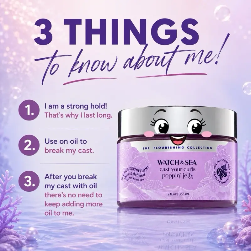 “CAST YOUR CURLS” Poppin’ Jelly Haircare Gel Defining Styling Cream Hairproduct Clump Proof