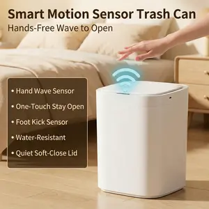 Smart Sensor Trash Can with Lid – Hands-Free Motion, Quiet Soft-Close, Water-Resistant