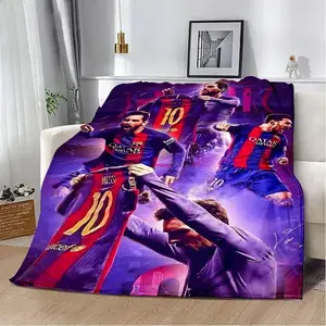 Soft Funny Throw Blanket Leo Messi Blanket NO.10 Football Blanket Football Fans Gifts Soft Flannel Blanket Suitable For Sofa Beds Living Rooms Beloved By Both Adults And Children Birthday Gifts Holiday Party Home Decor