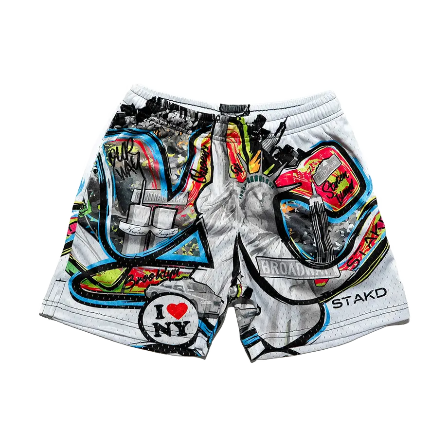5 Borough Short - Graffiti Style Mesh Shorts Above The Knee for Summer Comfort & Street Swag