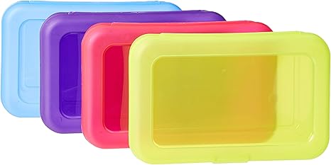 1-4 Pack Pencil Box, , Blue, Solid Multi Colours Material Polypropylene Style pencil box Item Weight 0.21 Pounds