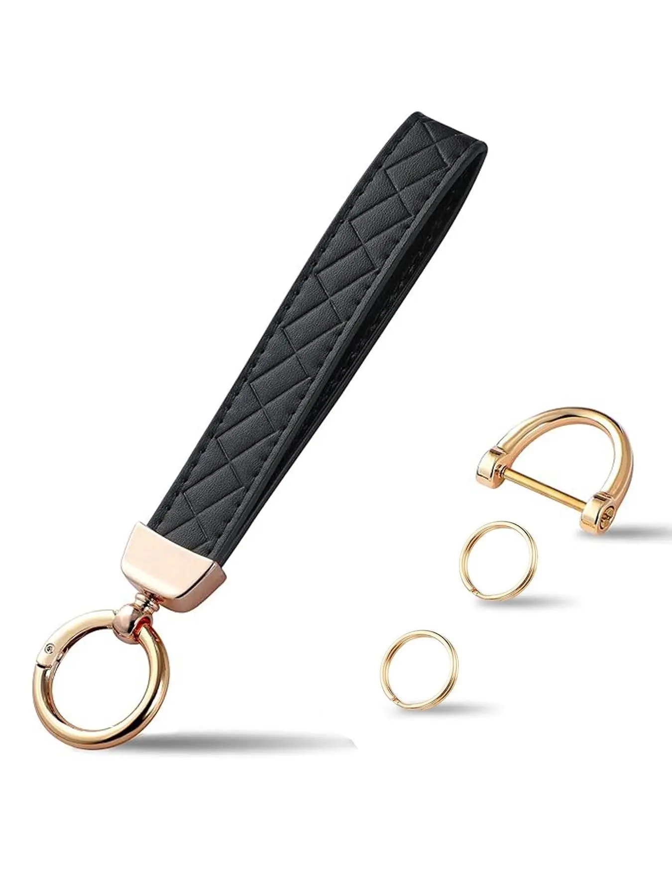Minimalist Style Wristlet Leather Keychain, Car Key Chain Holder with 2 Key Ring & Anti-lost D Ring, Modern Minimalist Style Key Fob Wristband for Women, Keychain Accessory, Keyring, Key Holders