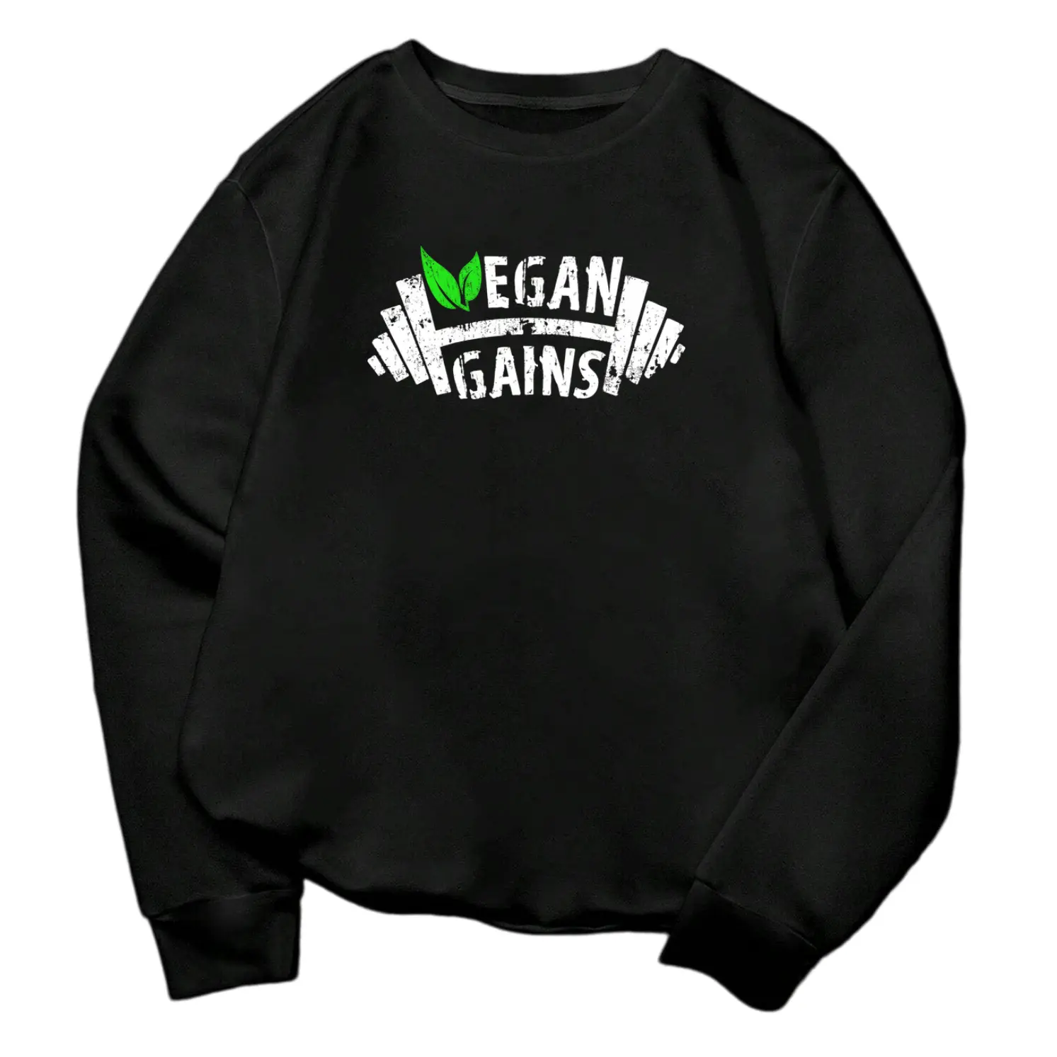 Unisex Long Sleeve Vegan Sweatshirt – Heavy Duty Weightlifting Graphic, Soft & Breathable Crew Neck Top, Perfect Gift for All Seasons Casual Wear