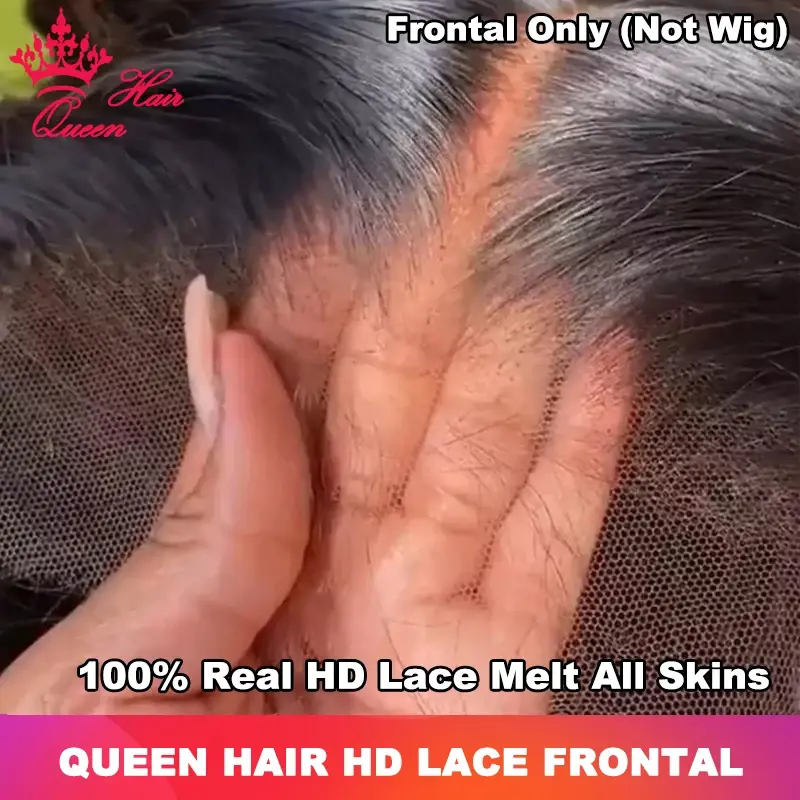 Queen Hair Real HD Frontal/Closure Only Invisible Melt Skin Lace 13X6 13X4 4X4 4X6 5X5 6X6 7X7 Raw Human Hair Body Wave/Straight