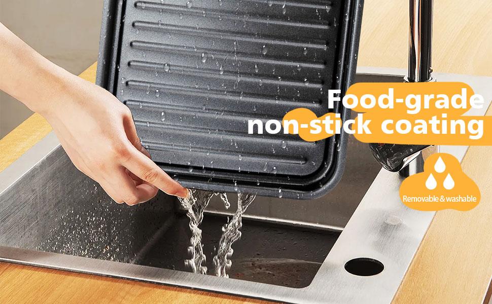 Pukomc White Electric Smokeless Indoor Grill with 5 Temp Levels, Non-Stick Surface, Removable Tray, Dishwasher Safe, Springtok Multifunction - Durable Portable Outdoor Griddle Patio Pro Griddle