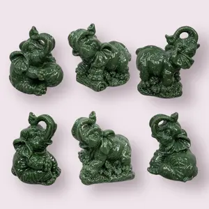 Polyresin Feng Shui Figurine Elephants - Jade