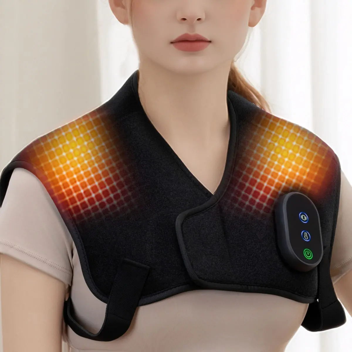 Plastic Shoulder Neck Heating Massage Pad - USB-Powered, 3-Level Temperature Control, 3-Level Vibration, Soft Fabric, Snug Warm Fit, Ideal Holiday Gift for Youth Daily Care