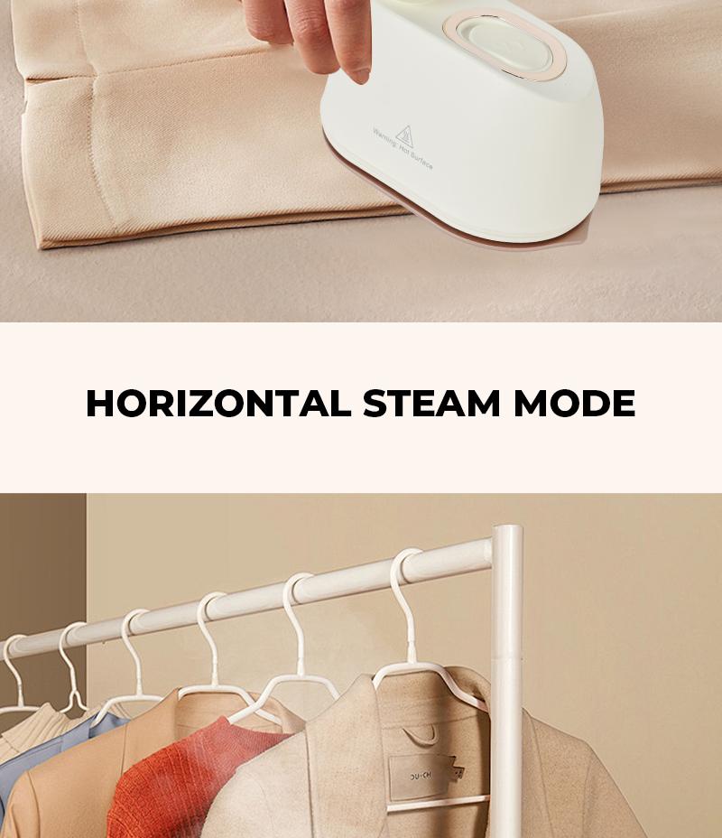 Pukomc 1050W Mini Handheld Steam Iron – Quick Heat, Dual Nozzles, Rotating Handle for Easy Wrinkle Removal, Compact & Lightweight.