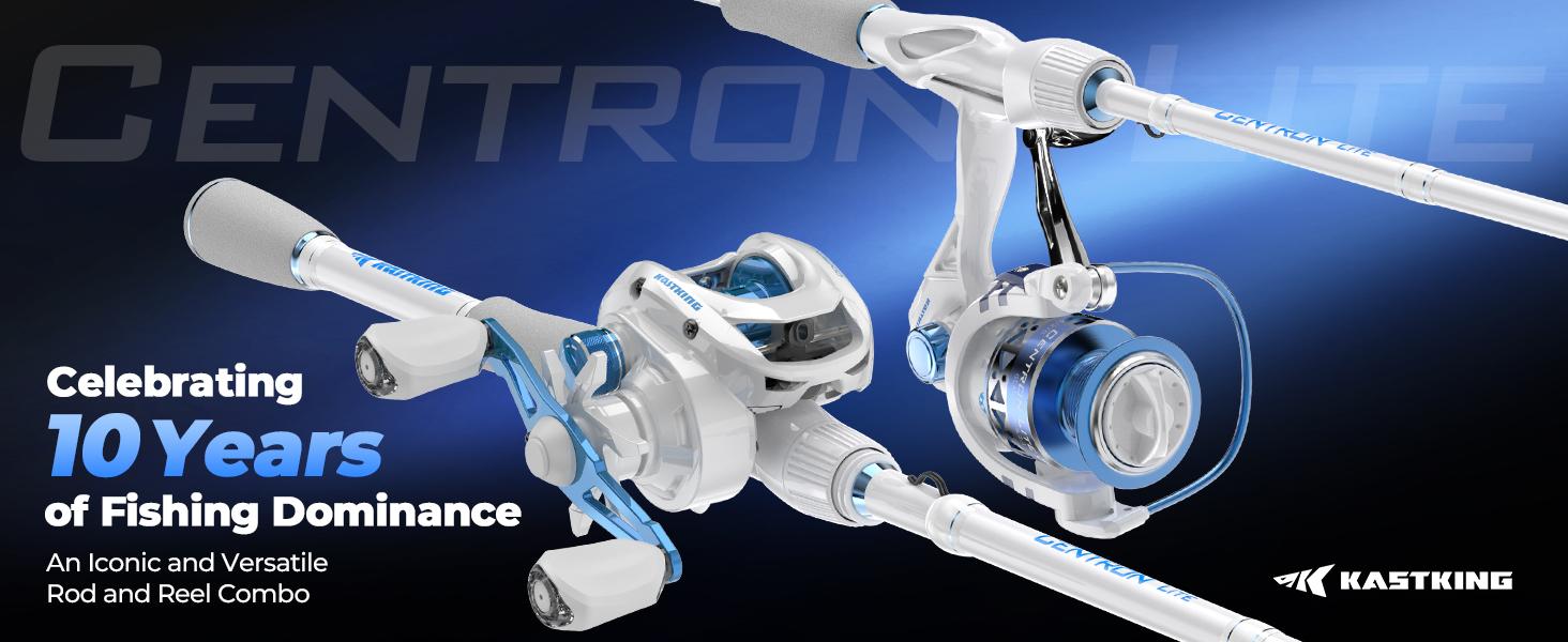 KastKing Centron Lite Casting Rod and Reel Combo, IM6 Graphite 2Pc Blanks, Stainless Steel Guides with Ceramic Rings, Contoured EVA Handles & Fighting Butt, Split or Full Rear Handle Design, 10 Models KastKing Centron Lite Casting Rod and Reel Combo, IM6 Graphite 2Pc Blanks, Stainless Steel Guides with Ceramic Rings, Contoured EVA Handles & Fighting Butt, Split or Full Rear Handle Design, 10 Models