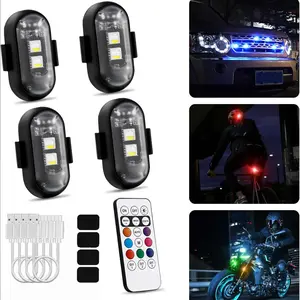 RGB LED Wireless Remote Control Aircraft Strobe Warning Light, Suitable for Car, Bike and Motorcycle Decoration